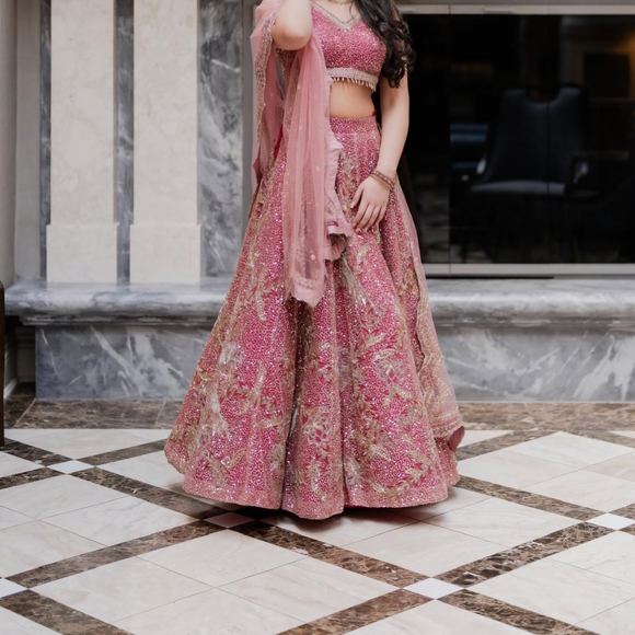 pernias pop up shop Other - Elegant Pink and Gold Embellished Lehenga